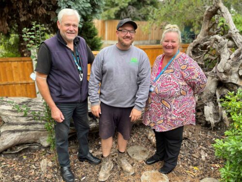 We have corporate volunteers come in often who do amazing work on our gardens