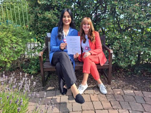 Raveena Bains And Michelle Stuteley With The Investors In Diversity Award Presented To Birmingham Hospice In 2023