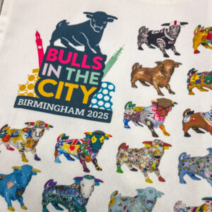 Bulls in the City calves tea towel