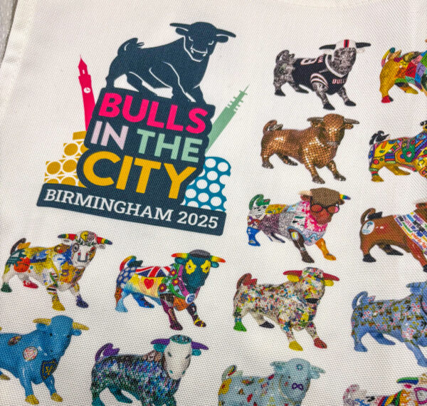 Bulls in the City calves tea towel