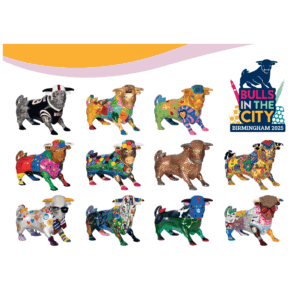 12 Bulls in the City postcards - small bulls
