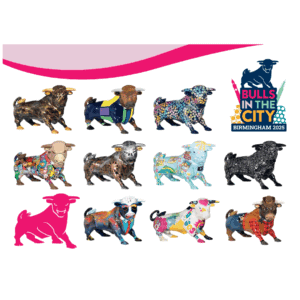12 Bulls in the City postcards - large bulls